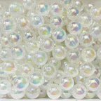AB Color Noctilucence Acrylic Cube Bead DIY Beading Hairband Bracelets Necklace Craft Embelishment (Shiny Glitter-Round) - color: Shiny Glitter-Round