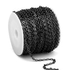 66 Feet Gunmetal Stainless Steel Cable Chains Bulk, 3 mm 304 Stainless Steel Black Flat Cable Links Chain Roll Spool for Jewelry Making DIY Craft - color: Black, size: 3.0mm width