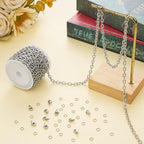 Jabogrii 5 Meters Silver Stainless Steel Chain for Jewelry Making Embossed Oval Paperclip Chain DIY Craft Jewelry Findings - color: Embossed Paperclip Silver
