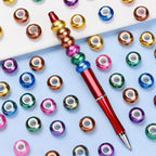 PIPITREE 100PCS Acrylic Beads 9 * 14mm Focal Beads for Pens Acrylic Flat Bulk Bead Imitation Pearl Mixed Color 6mm Large Hole Bead for Keychains Beadable Pens DIY Crafts Jewelry Making & Gift Giving - color: Imitation Pearl