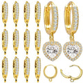 stino 16Pcs Cubic Zirconia Huggie Earring Hooks for Jewelry Making, Brass Earring Hoops Clasps, Leverback Findings & Supplies (14K Gold Plated) - color: 14K Gold Plated