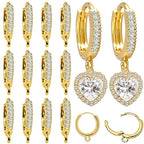 stino 16Pcs Cubic Zirconia Huggie Earring Hooks for Jewelry Making, Brass Earring Hoops Clasps, Leverback Findings & Supplies (14K Gold Plated) - color: 14K Gold Plated