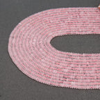 2 Strands (300PCs) Natural Pink Quartz Rondelle Beads, 2 * 4mm Gemstone Loose Spacer Abacus Disk Beads for DIY Bracelet Necklace Earrings Jewelry Making, Craft Supplies Beading Kit - color: Pink Quartz, size: 2*4MM