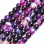 35pcs 10mm Purple Stripe Agate Beads Natural Gemstone Beads Round Loose Beads for Jewelry Making - color: Purple Stripe Agate, size: 10mm