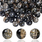 100Pcs 10mm Crackle Glass Beads for Jewelry Making - Round Spacer Crystal Beads Bulk, DIY Craft Supplies for Necklace Bracelet Earrings (Black Coffee) - color: Black Coffee