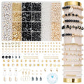 Xylise Jewelry Making Supplies Kit Natural Stone Beads for Irregular Natural Stone with for DIY Craft Bracelet Necklace Earrings for Adults (Black White) - color: Black White