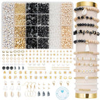 Xylise Jewelry Making Supplies Kit Natural Stone Beads for Irregular Natural Stone with for DIY Craft Bracelet Necklace Earrings for Adults (Black White) - color: Black White
