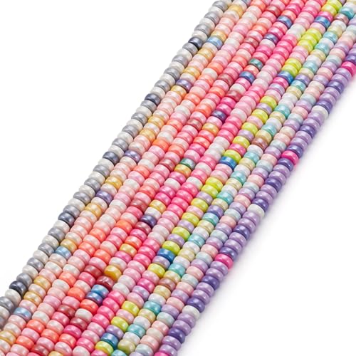 Elecrelive 10 Strands Flat Round Pearlized Clay Beads 6mm Heishi Spacer Beads Colorful Polymer Clay Bracelet Kit for Chocker Necklace Earring DIY Crafts - color: Mix 10 Colors