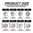 Craftdady 80Pcs Tibetan Alloy Rondelle Column Beads 8 Styles Large Hole Retreo Metal Flat Round European Beads for Jewelry Crafts Making, Hole: 5-6mm - color: Antique Silver, Rondelle Column