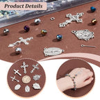 PH PandaHall Rosary Jewelry Making Kit 1064pcs Easter Necklace Making Set Rosary Prayer Making Supplies First Communion Necklace Set Cross Beads Kit for Ramadan Bracelet Necklaces Jewelry Making