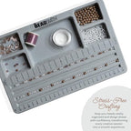 The Beadsmith Mini Bead Board - Grey Flocked, 4 Straight Channels, 5 Recessed Compartments, 7.75 x 11.25 inches, Design Boards for Creating Bracelets, Necklaces and Other Jewelry - size: 4 Straight Channel w/ Cover