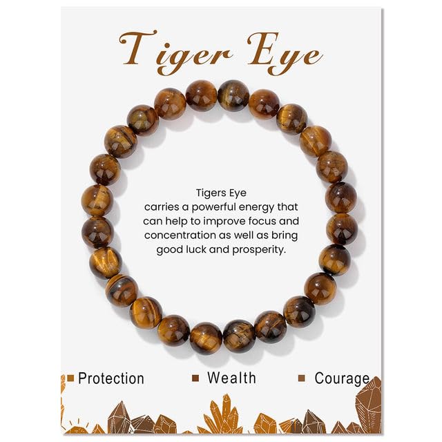 Tiger Eye Beads 8mm Round Natural Gemstone Loose Beads for Jewelry Making Bracelets DIY Crafts