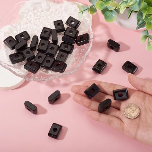 Craftora 30Pcs Black Acrylic Slider Letter I Beads Block Charm Chunky Bubble Alphabet Bead Large Hole Initials Beads for Keychain Bracelet Necklace Jewelry Making - color: Letter I