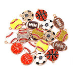 20PCS Sports Charms Enamel Basketball Baseball Pendant Charms for Jewelry Making Rhinestone Ball Game Softball Charms for Necklace Bracelet Earrings DIY Crafts - color: Set 1