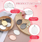PATIKIL Pendant Trays for Jewelry Making, Blank Pendants Zinc Alloy Oval Bezel Settings Flat Base for Necklace Bracelet Charm - color: Silver Tone