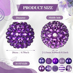 Ferreve 20 Pcs Chunky Bubblegum Beads 20mm Focal Pen Large Rhinestone Pearl Beads for DIY Beadable Pen School Jewelry Making Keychain Craft Making (Dark Purple) - color: dark purple