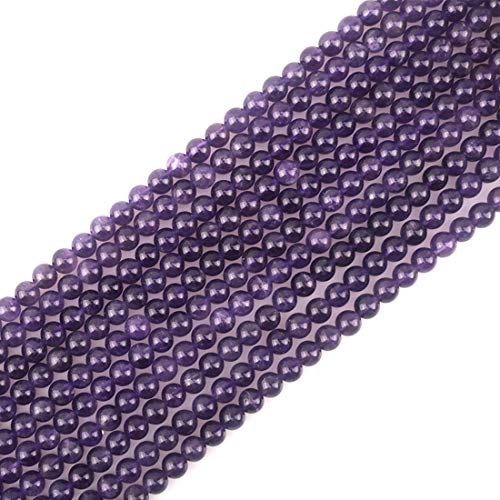 4mm Natural Amethyst Stone Round Loose Stone Beads for Jewelry Making DIY Crafts Design 1 Strand 15" APPR.98-100pcs - color: Amethyst, size: 4mm