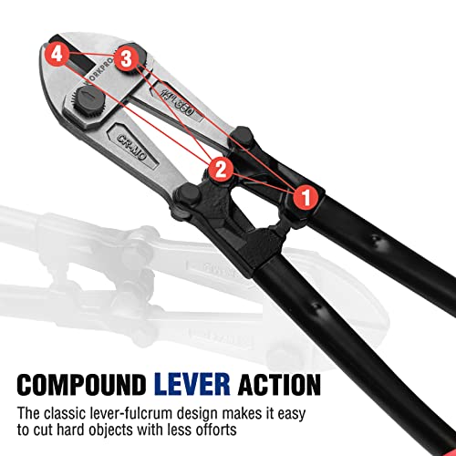 WORKPRO W017004A Bolt Cutter, Bi-Material Handle with Soft Rubber Grip, 14", Red&Blue - size: 14", style: Bolt Cutter