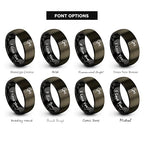 Chain Tool Ring - Gift for Cyclist - 8mm - Band - Gunmetal Black Silver - Personalized Custom Engraving - Men Women - Anniversary Engagement Wedding - Tungsten Carbide - Flat Dome Bevel - color: 06 - Gunmetal Black Tungsten