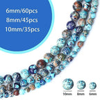 60pcs 6mm Natural Mixed Blue Imperial Jasper Gemstone Beads Energy Healing Crystal Round Loose Stone Beads for Jewelry Making, DIY Bracelets Necklaces - color: Mixed Blue Imperial Jasper, size: 6mm
