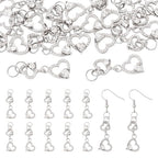 FASHEWELRY 15Pcs Alloy Crystal Rhinestone Heart Charms, Love Heart Glass Dangle Charms Platinum Hollow Pendants for DIY Valentine's Day Necklace Earring Jewelry Making - color: Heart-Clear
