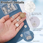 26pcs Stainless Steel Letter Link Charms 12mm Flat Round A-Z Letter Charms with Jump Rings Metal Alphabet Connector Charms with Two Hole for Jewelry Making Necklace Bracelet DIY Crafts