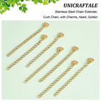 UNICRAFTALE About 30pcs 60mm Golden Chain Extension Necklace Extension Chain with Heart Charms Stainless Steel Chains Extender for Jewelry Making Supplies