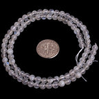 GEM-Inside Genuine 4mm Natural Blue Rainbow Moonstone AAA Grade Gemstone Beads for Jewelry Making 15" - color: Aaa White Moonstone, size: 4mm