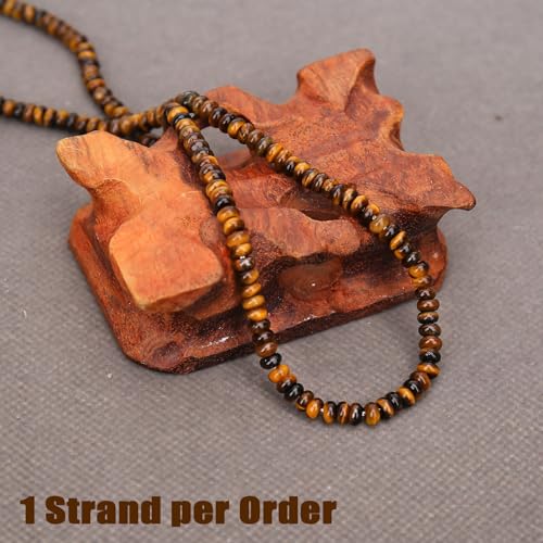 BONNY BOXX 1 Strand (150PCs) Natural 2 * 4mm Classic Tiger Eye Rondelle Beads, Natural Abacus Disk Stone Beads Loose Spacer Gemstone for DIY Bracelet Necklace Jewelry Making - color: Classic Tiger Eye, size: 2*4MM
