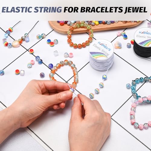 Elastic Cord 2 Rolls, 330 Feet, 1mm Sturdy Stretchy String, Elastic String for Bracelets, Beading, Necklaces, Jewelry Making, and Craft Supplies