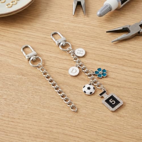 Hzopcw 20pcs Silver Keychain Making Kit, Key Ring Swivel Snap Hook Chains, Alloy Extender Keychain Bag Charm Kits for DIY Crafts Jewelry Making Handbag Purses- C Style - color: Silver-20pcs-C Style
