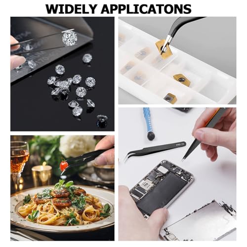 Bonsicoky 6 PCS Precision ESD Tweezers Set - Anti-Static Stainless Steel Tools Kit for Electronics, Jewelry Repair, Soldering, and Crafting Projects - color: 6 Pcs
