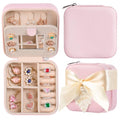 AYGXU Travel Jewelry Box for Women and Girls - Small Case With Initial A-Z - Teacher Gifts - color: pink, size: no letter