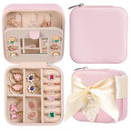 AYGXU Travel Jewelry Box for Women and Girls - Small Case With Initial A-Z - Teacher Gifts - color: pink, size: no letter