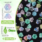 NBEADS 240 Pcs Glass Bell Flower Beads Kits, Lily Flower Glass Beads Leaf Shape Acrylic Beads for DIY Jewelry Making Beading Projects Bracelets Necklaces Earrings, Hole: 1.4mm - color: Mixed Color