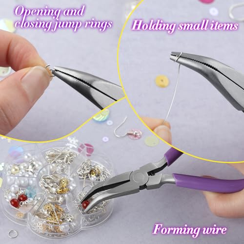 SPEEDWOX Mini Bent Chain Nose Pliers For Jewelry Making, Wire Wrapping & Beading - 45 Degree Curved Serrated Jaws - style: Bent Nose Pliers