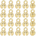 Beebeecraft 1 Box 30Pcs Crimp Bead Covers for Jewelry Making Real 14K Gold Plated Round Flower Clamshell Bead Tip Knot Covers Chain Calotte Ends with Polishing Cloth for DIY Bracelets Necklaces Craft