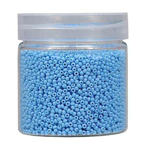 Bala&Fillic 2mm Round Size Almost Uniform Seed Beads 10000pcs /110 Grams in Box Light Blue Color 12/0 Small Glass Seed Beads for Jewelry Making, Hole 0.6mm (Light Blue) - color: Light Blue