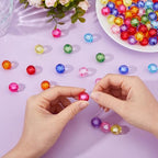 DICOSMETIC 110Pcs Transparent Acrylic Round Pumpkin Beads Bulk Random Color Chunky Bubblegum Beads 16mm(0.63in) Diameter for DIY Bracelets Necklaces Earrings Keychains