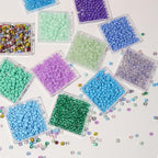 11200pcs Glass Seed Beads for DIY Crafting Bracelet Necklace Embroidery Jewelry Making Supplies (3mm, 400pcs/Color, 28 Colors, Blue Scheme) - color: Blue