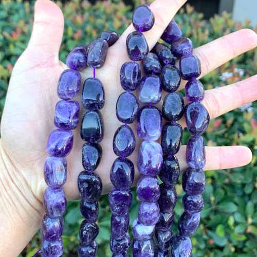 Adabele 45 Inch Natural Purple Amethyst Crystal Gemstone Tumbled Round Nugget Loose Beads 10mm-13mm Gem Stone Spacer for Craft Jewelry Making GZ4-9 - color: Amethyst, size: 45 Inch/3 Strands