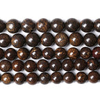 58pcs 6mm Natural Stone Beads Brown Bronzite Gemstone Round Loose Beads for Jewelry Making DIY Bracelet Necklace - color: Bronzite Gemstone, size: 6mm
