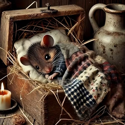 Diamond Art Kits for Adults Sleeping Mouse, DIY 5D Diamond Painting Kit for Beginners, Animal Full Round Drill Gem Art Dots for Adults, Diamond Dots Paintings Crafts Home Wall Decor 14X14 Inch - color: KM659-1