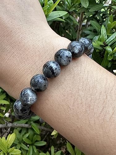 GAF TREASURES Grade A ++ Gemstone Round Bead Adjustable Bracelet 10mm, Genuine Crystal Bead Bracelet, Gift for Men & Women - color: Black Labradorite