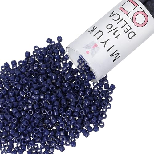 Miyuki Delica Seed Beads – Size 11/0 (1.6 mm), DB2143, Duracoat Navy Blue Opaque Dyed, 7.2 g, Approx. 1440 Beads, Made in Japan - color: DB2143 - Duracoat Navy Blue Opaque Dyed