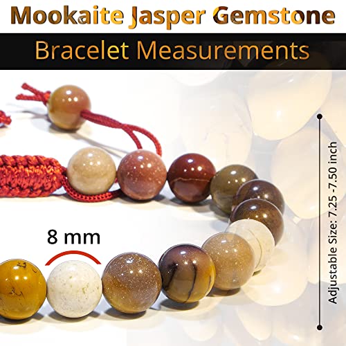 ANAYA AGATE Energy Protection Crystal Handmade Adjustable Bead Bracelet Perfect for Men, Women’s Christmas Gift - Gemstone Healing Stretch Bracelet Pulsera Para Hombre Mujer Stocking Stuffer - color: Mookaite Jasper