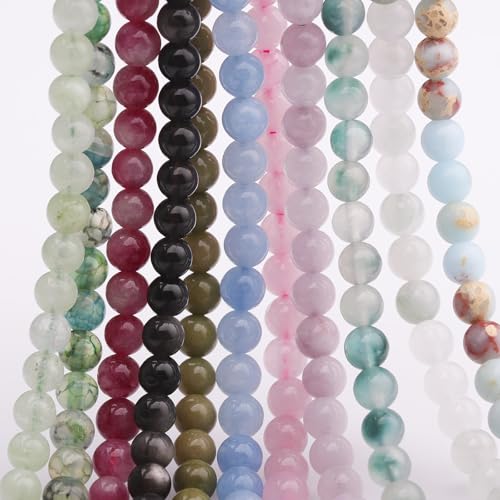 Natural Stone Beads Pink Jade 8mm Polished Round Smooth Gemstone Beads for Jewelry Making Supplies 15 Inch(45Beads) - color: Pink Jade 8mm-45pcs