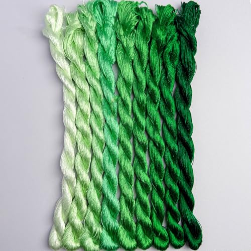 100% Nature Mulberry Handmade Embroidery Silk Thread Woven Jewelry Accessory Artificial Flowers Cross Stitch Floss DIY Sewing Kits 9 Gradient Colors 110m Each (16) - color: 16