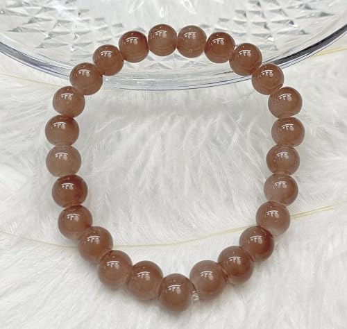200PCS Glass Beads 8mm Glass Beads for Bracelets Necklaces Jewelry Making DIY Crafts (Coffee) - color: Coffee