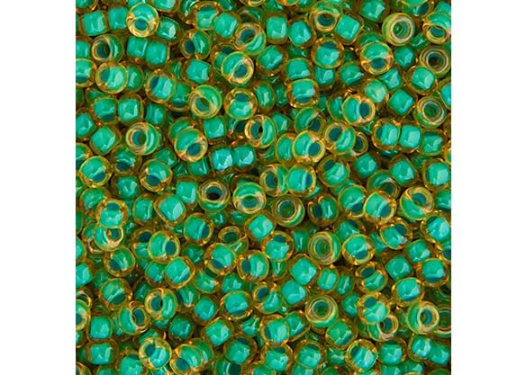 Miyuki Seed Bead 11/0 APX.22g - Lt.Topaz Turquoise Lined Luster Japanese Glass Seed Beads - color: Lt.Topaz Turquoise Lined Luster